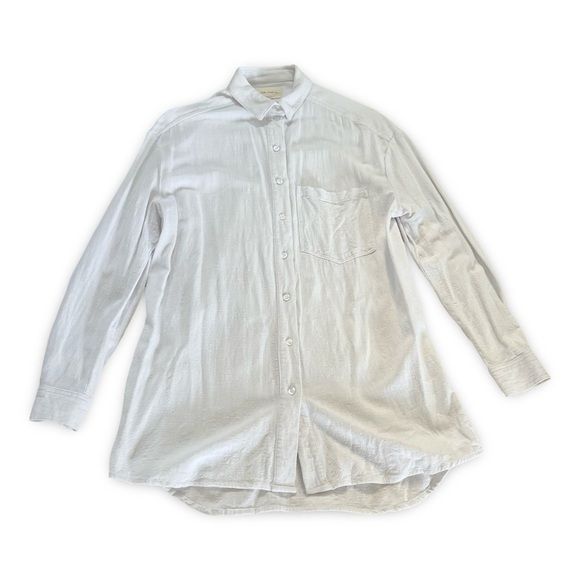 NWOT Esmée Collections textured oversized linen crisp white Button down Shirt S - Picture 7 of 10